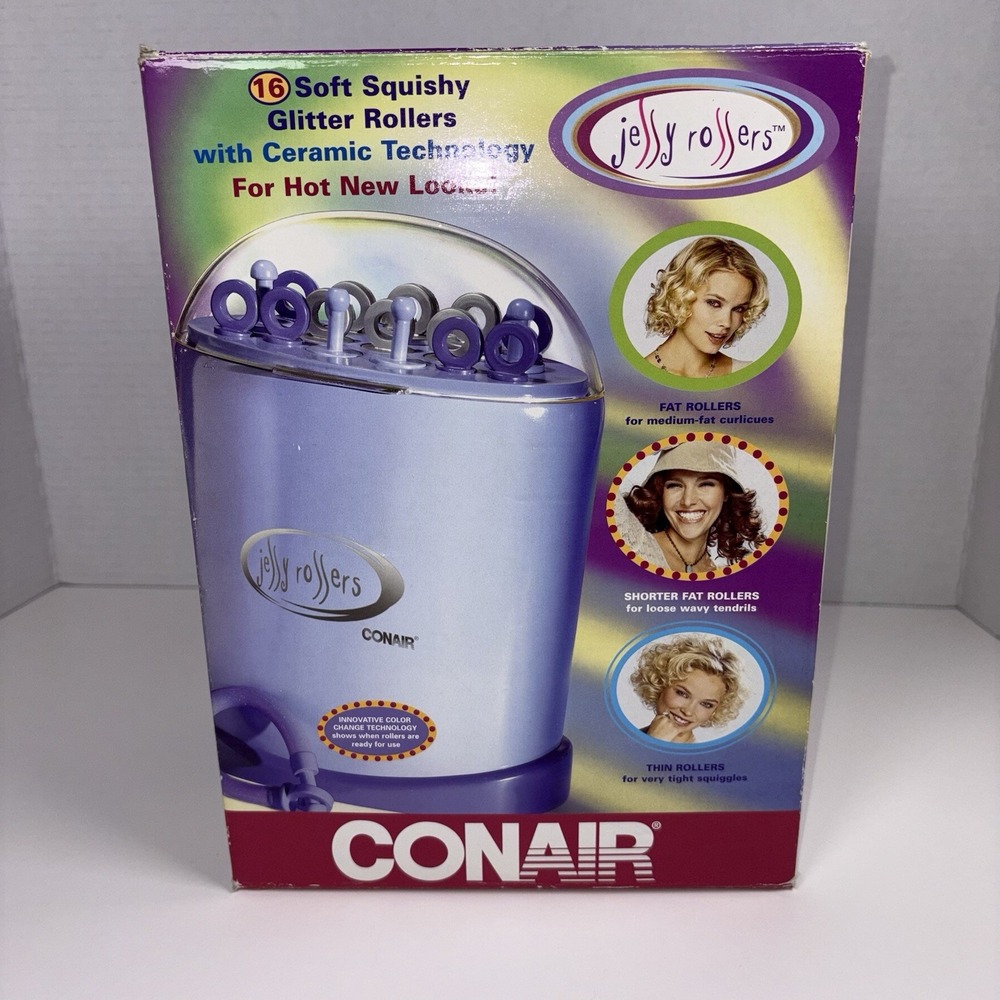 VTG 2003 Conair Jelly Rollers 16 Flexible Glitter Hot Curlers Y2K JR2 Purple